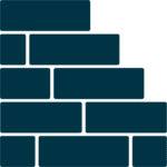 Blue icon of a brick wall